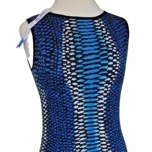 Magaschoni New York Saltwater blue Combo Knit Dress USA Size Small